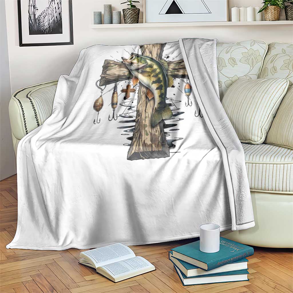 Camo Jesus Cross Fishing Throw Blanket Faith Family Fishing Fathers Day