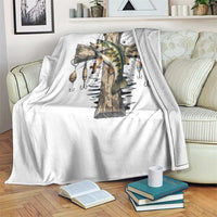 Camo Jesus Cross Fishing Throw Blanket Faith Family Fishing Fathers Day