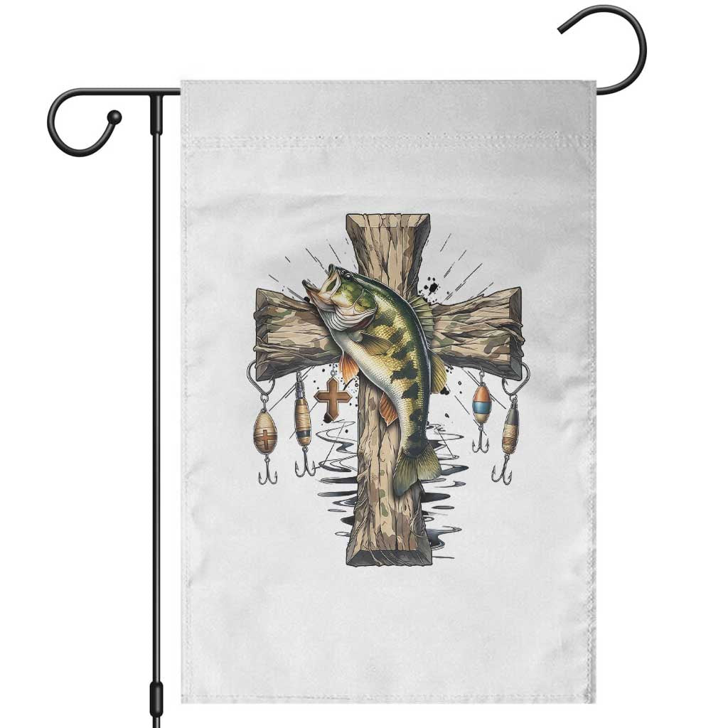 Camo Jesus Cross Fishing Garden Flag Faith Family Fishing Fathers Day