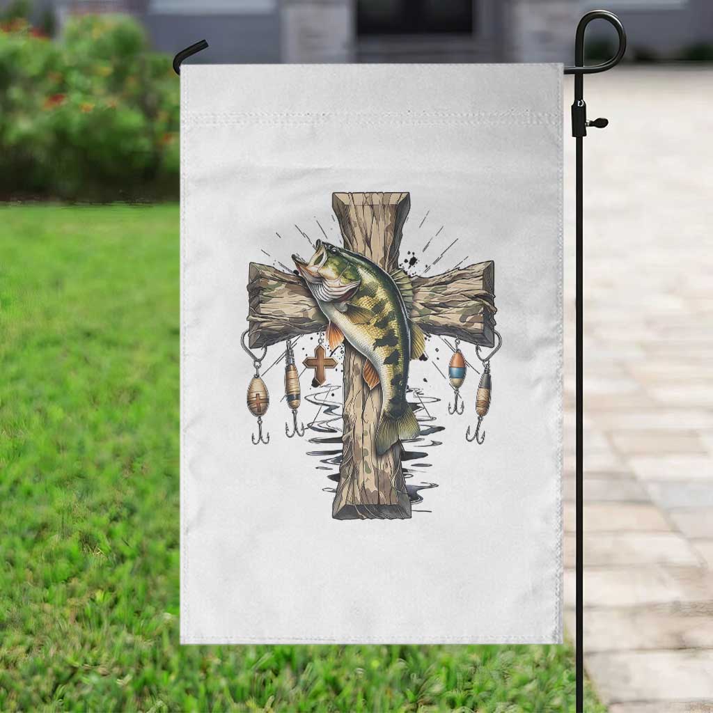 Camo Jesus Cross Fishing Garden Flag Faith Family Fishing Fathers Day