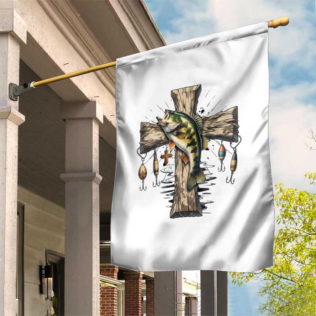 Camo Jesus Cross Fishing Garden Flag Faith Family Fishing Fathers Day