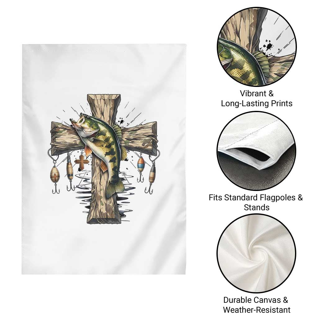 Camo Jesus Cross Fishing Garden Flag Faith Family Fishing Fathers Day