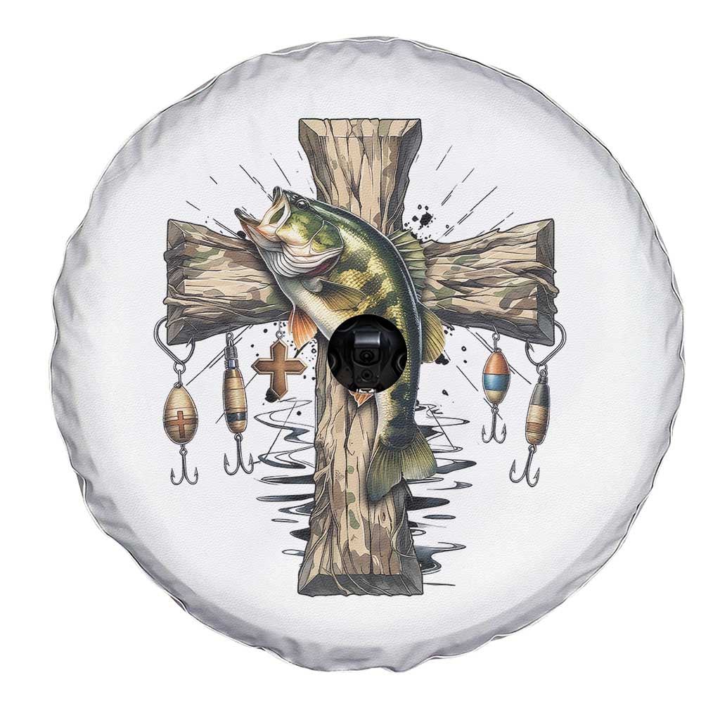 Camo Jesus Cross Fishing Spare Tire Cover Faith Family Fishing Fathers Day