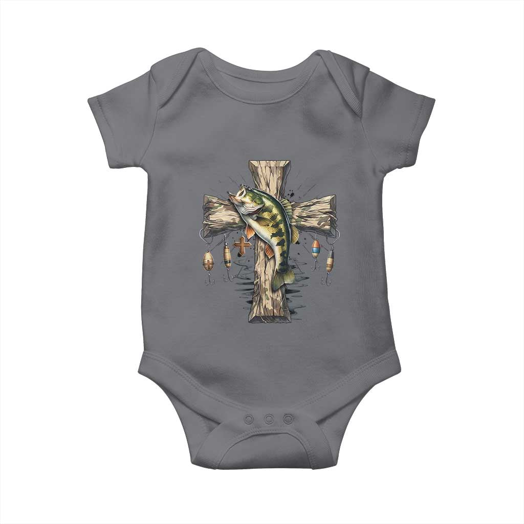 Camo Jesus Cross Fishing Baby Onesie Faith Family Fishing Fathers Day