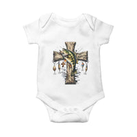 Camo Jesus Cross Fishing Baby Onesie Faith Family Fishing Fathers Day
