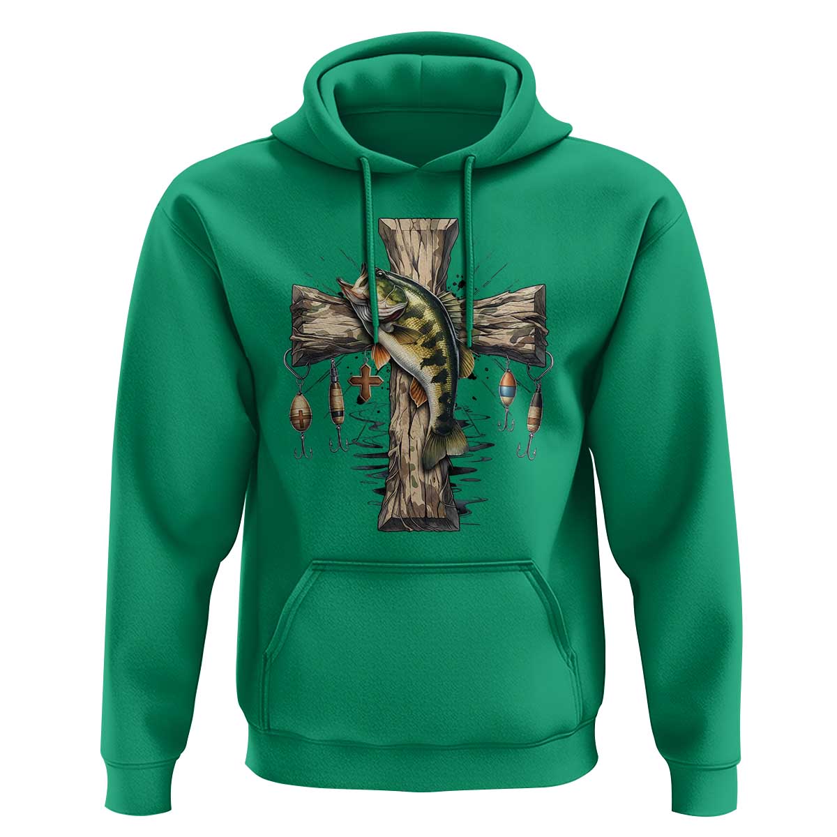 Camo Jesus Cross Fishing Hoodie Faith Family Fishing Fathers Day
