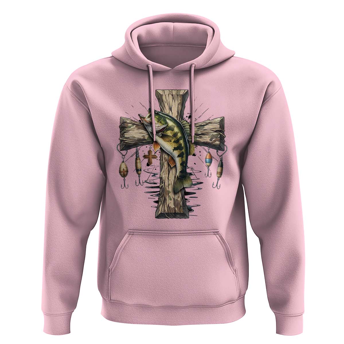 Camo Jesus Cross Fishing Hoodie Faith Family Fishing Fathers Day
