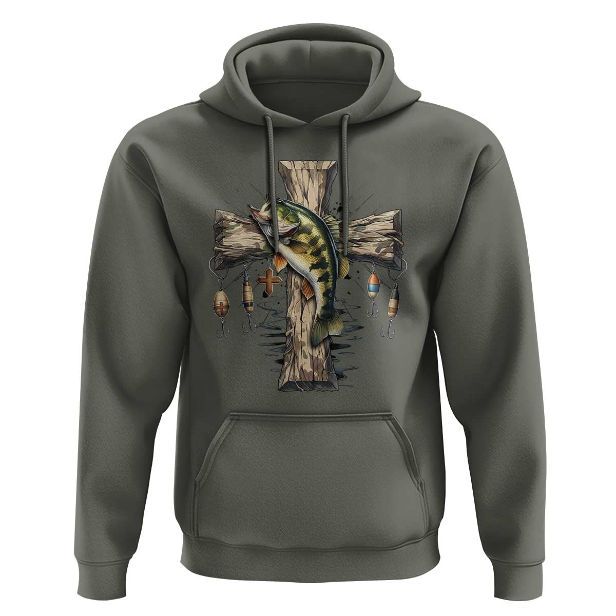Camo Jesus Cross Fishing Hoodie Faith Family Fishing Fathers Day