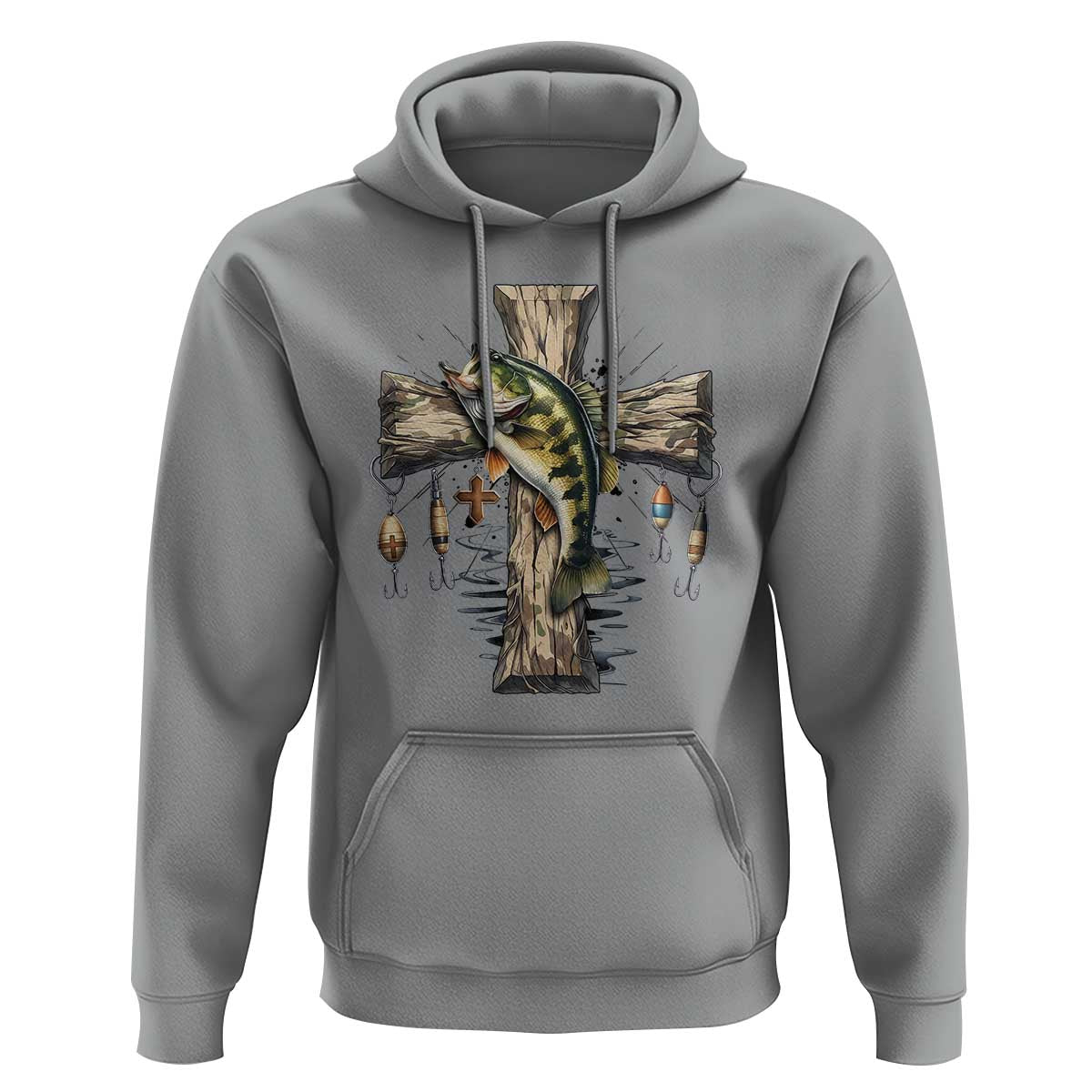 Camo Jesus Cross Fishing Hoodie Faith Family Fishing Fathers Day