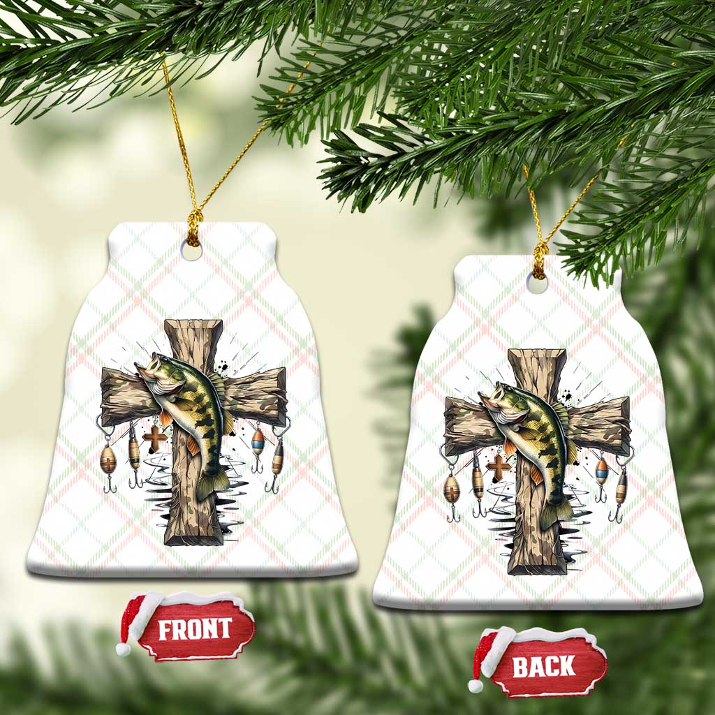Camo Jesus Cross Fishing Ceramic Ornament Faith Family Fishing Fathers Day