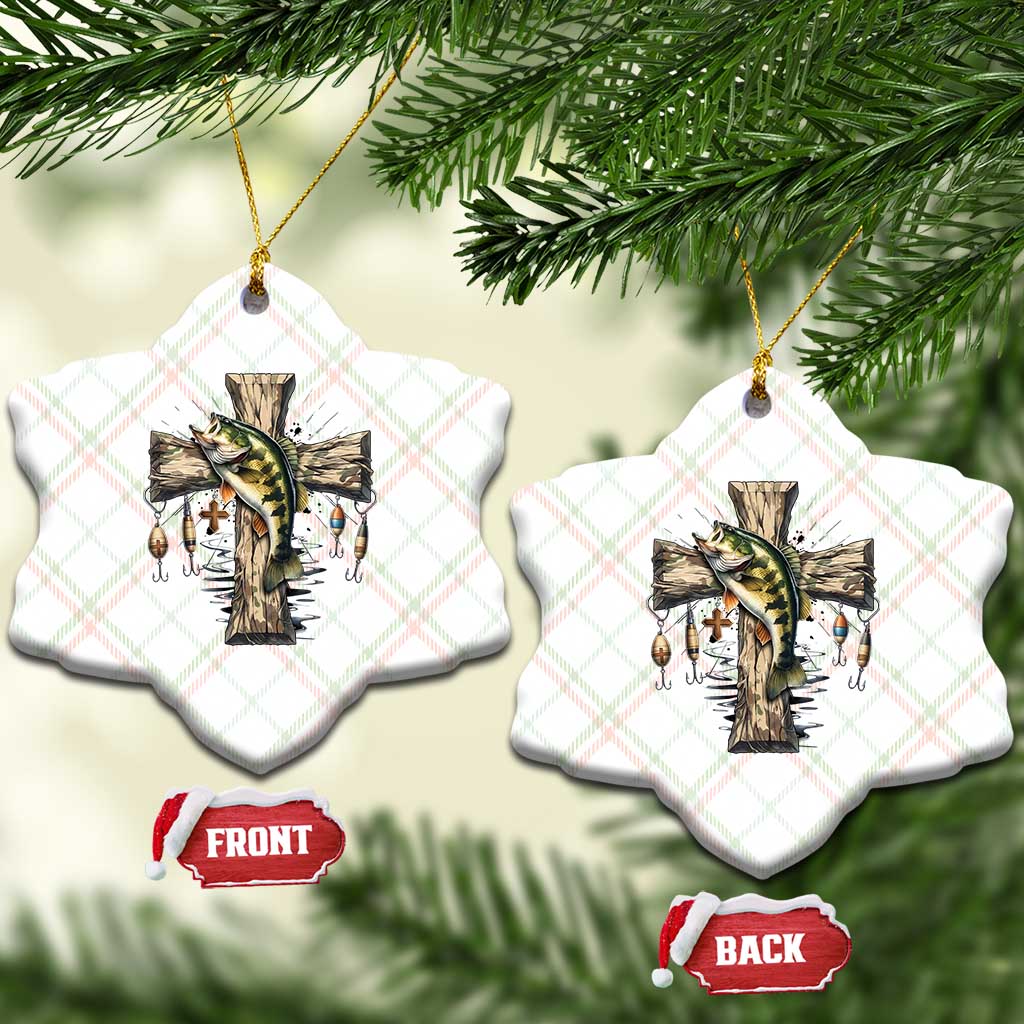 Camo Jesus Cross Fishing Ceramic Ornament Faith Family Fishing Fathers Day