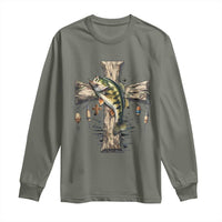 Camo Jesus Cross Fishing Long Sleeve Shirt Faith Family Fishing Fathers Day