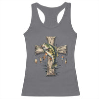 Camo Jesus Cross Fishing Racerback Tank Top Faith Family Fishing Fathers Day