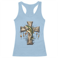 Camo Jesus Cross Fishing Racerback Tank Top Faith Family Fishing Fathers Day