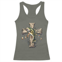 Camo Jesus Cross Fishing Racerback Tank Top Faith Family Fishing Fathers Day