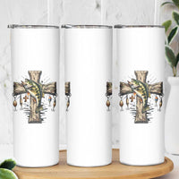 Camo Jesus Cross Fishing Skinny Tumbler Faith Family Fishing Fathers Day