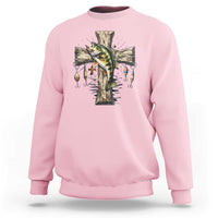 Camo Jesus Cross Fishing Sweatshirt Faith Family Fishing Fathers Day