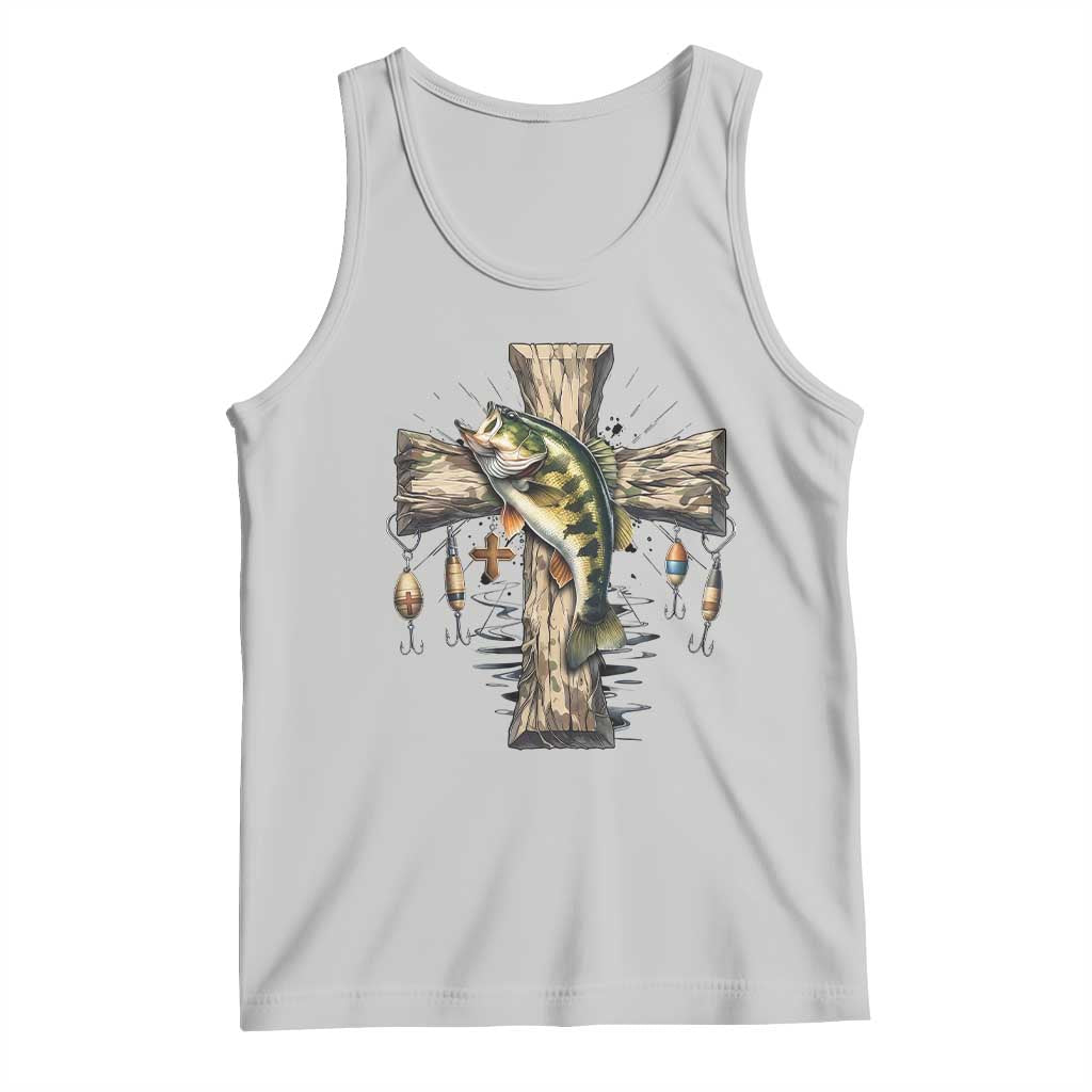Camo Jesus Cross Fishing Tank Top Faith Family Fishing Fathers Day