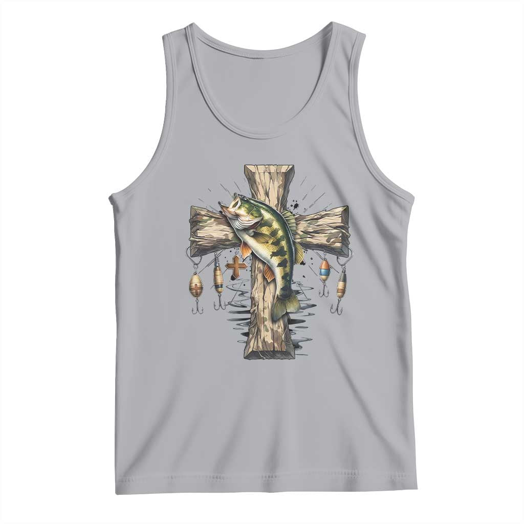 Camo Jesus Cross Fishing Tank Top Faith Family Fishing Fathers Day