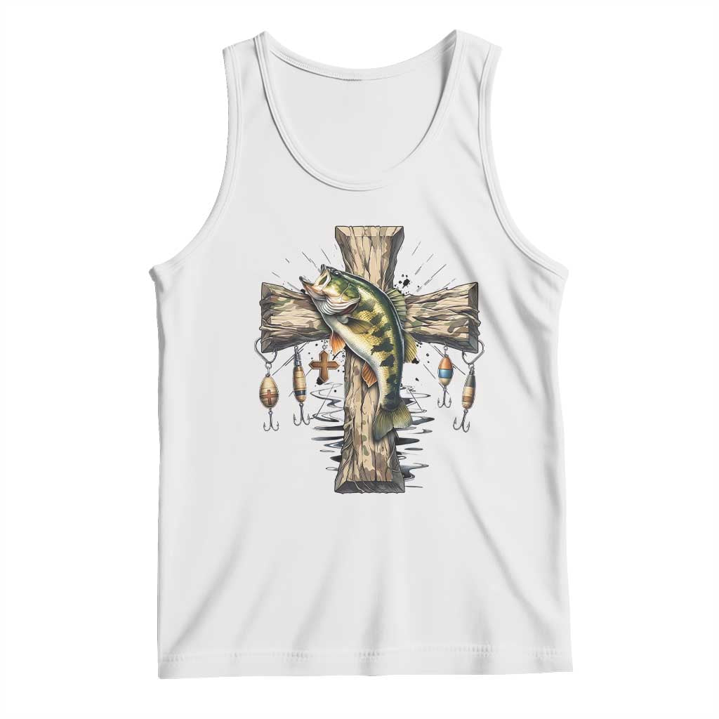 Camo Jesus Cross Fishing Tank Top Faith Family Fishing Fathers Day