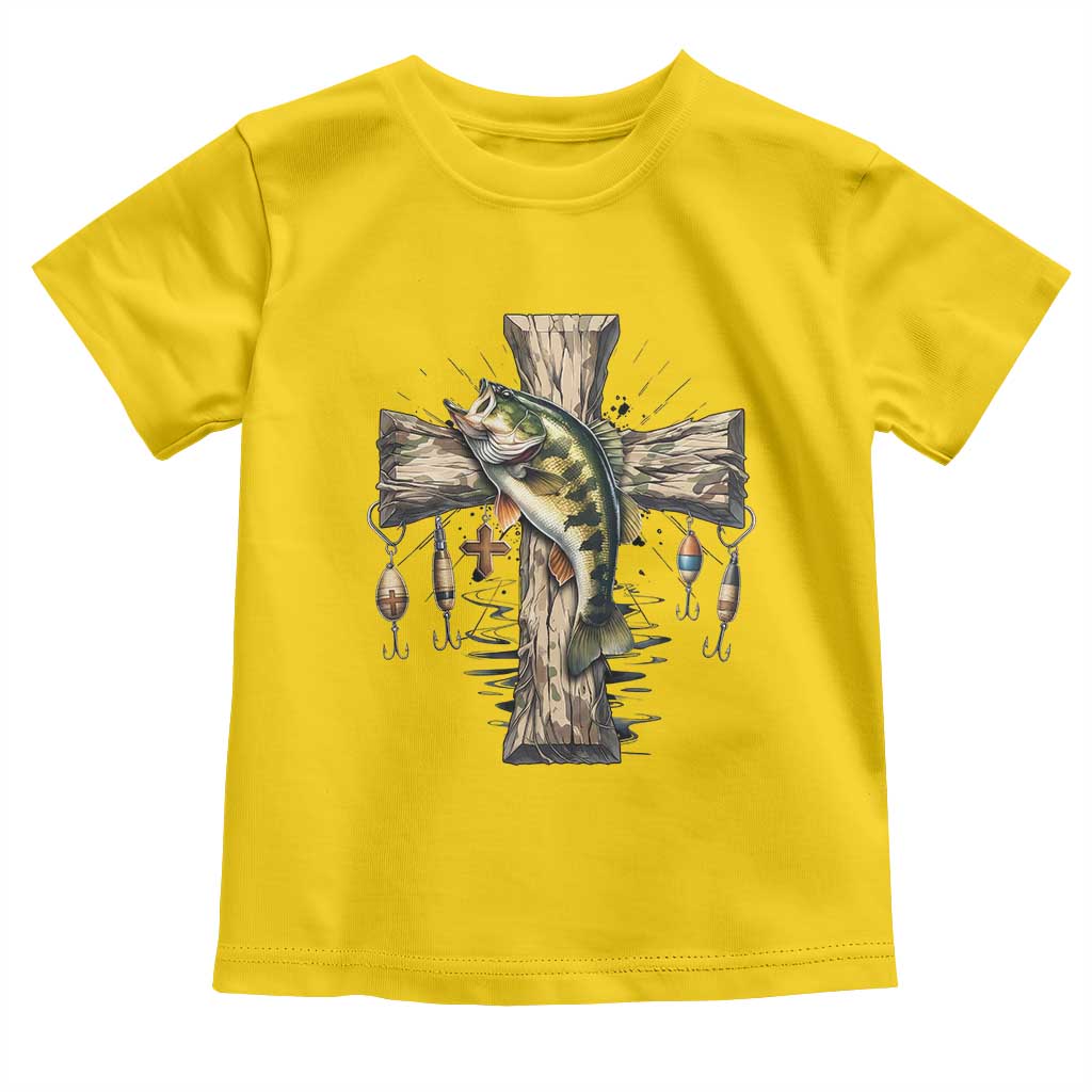 Camo Jesus Cross Fishing Toddler T Shirt Faith Family Fishing Fathers Day