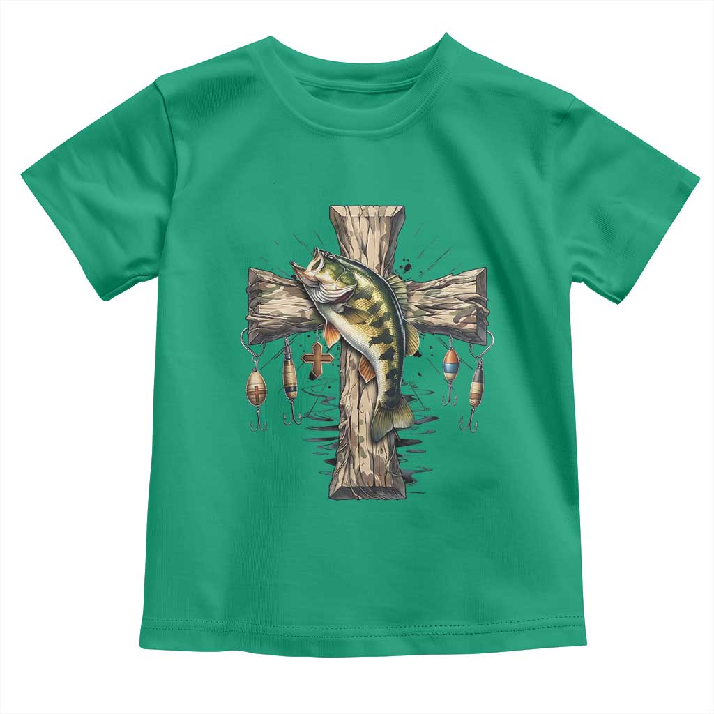 Camo Jesus Cross Fishing Toddler T Shirt Faith Family Fishing Fathers Day