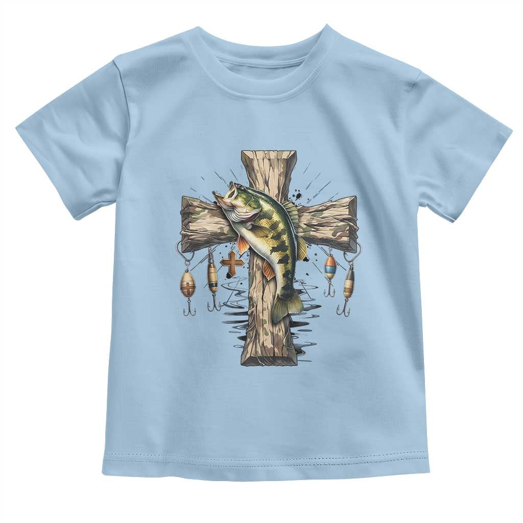 Camo Jesus Cross Fishing Toddler T Shirt Faith Family Fishing Fathers Day