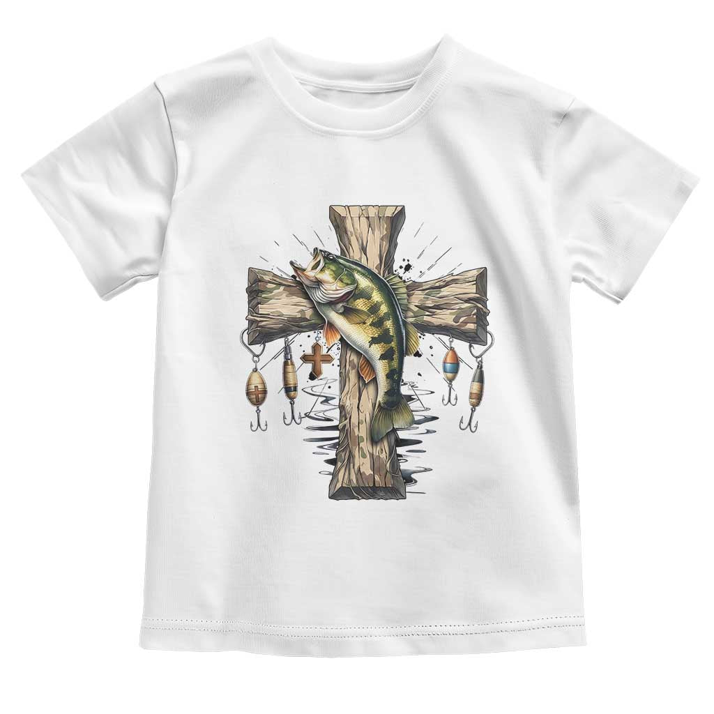 Camo Jesus Cross Fishing Toddler T Shirt Faith Family Fishing Fathers Day