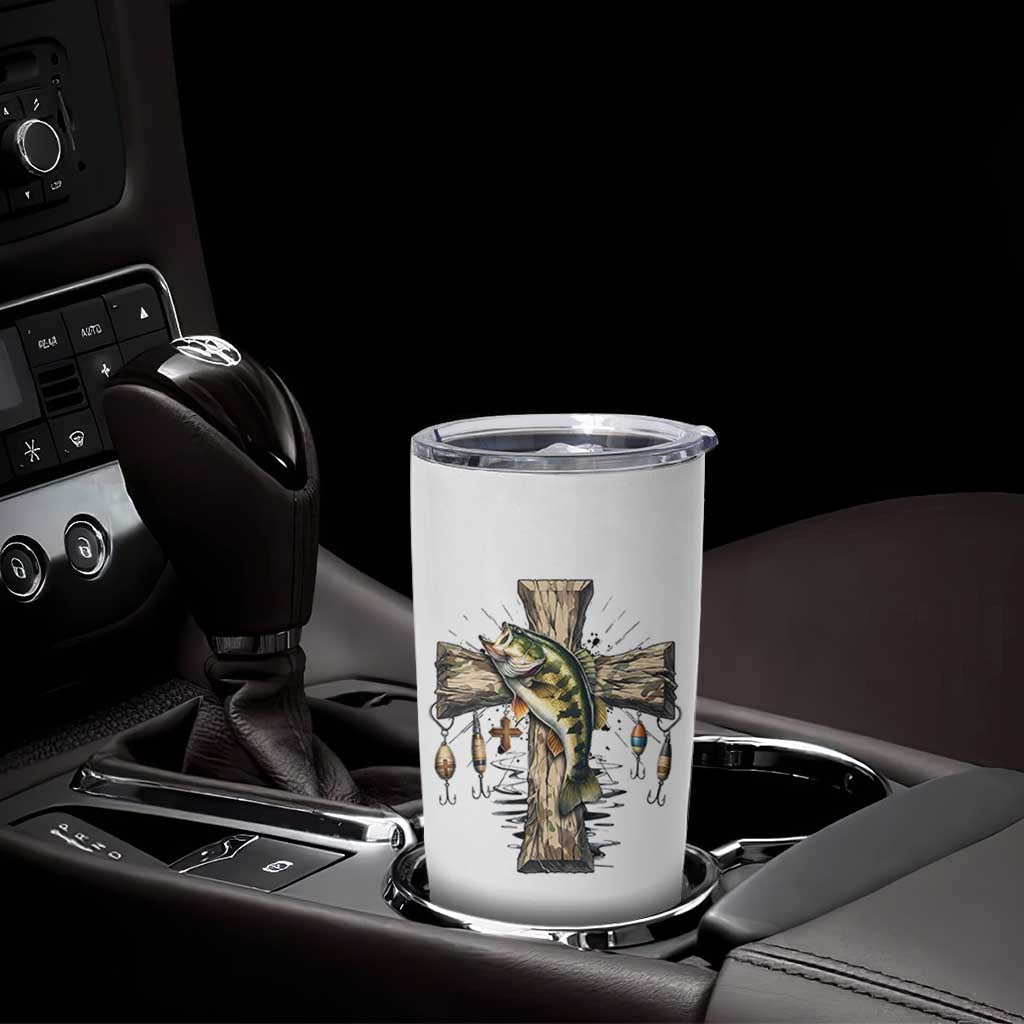 Camo Jesus Cross Fishing Tumbler Cup Faith Family Fishing Fathers Day