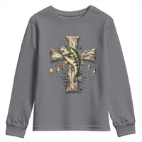 Camo Jesus Cross Fishing Youth Sweatshirt Faith Family Fishing Fathers Day