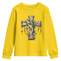 Camo Jesus Cross Fishing Youth Sweatshirt Faith Family Fishing Fathers Day