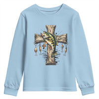 Camo Jesus Cross Fishing Youth Sweatshirt Faith Family Fishing Fathers Day