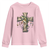 Camo Jesus Cross Fishing Youth Sweatshirt Faith Family Fishing Fathers Day