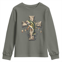 Camo Jesus Cross Fishing Youth Sweatshirt Faith Family Fishing Fathers Day