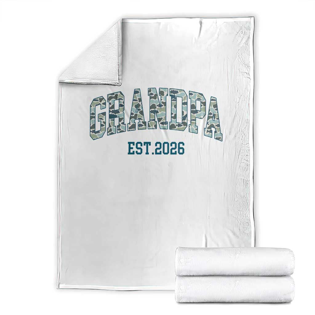 Promoted To Grandpa Est 2026 Throw Blanket Camo Fishing New Grandpa Gift