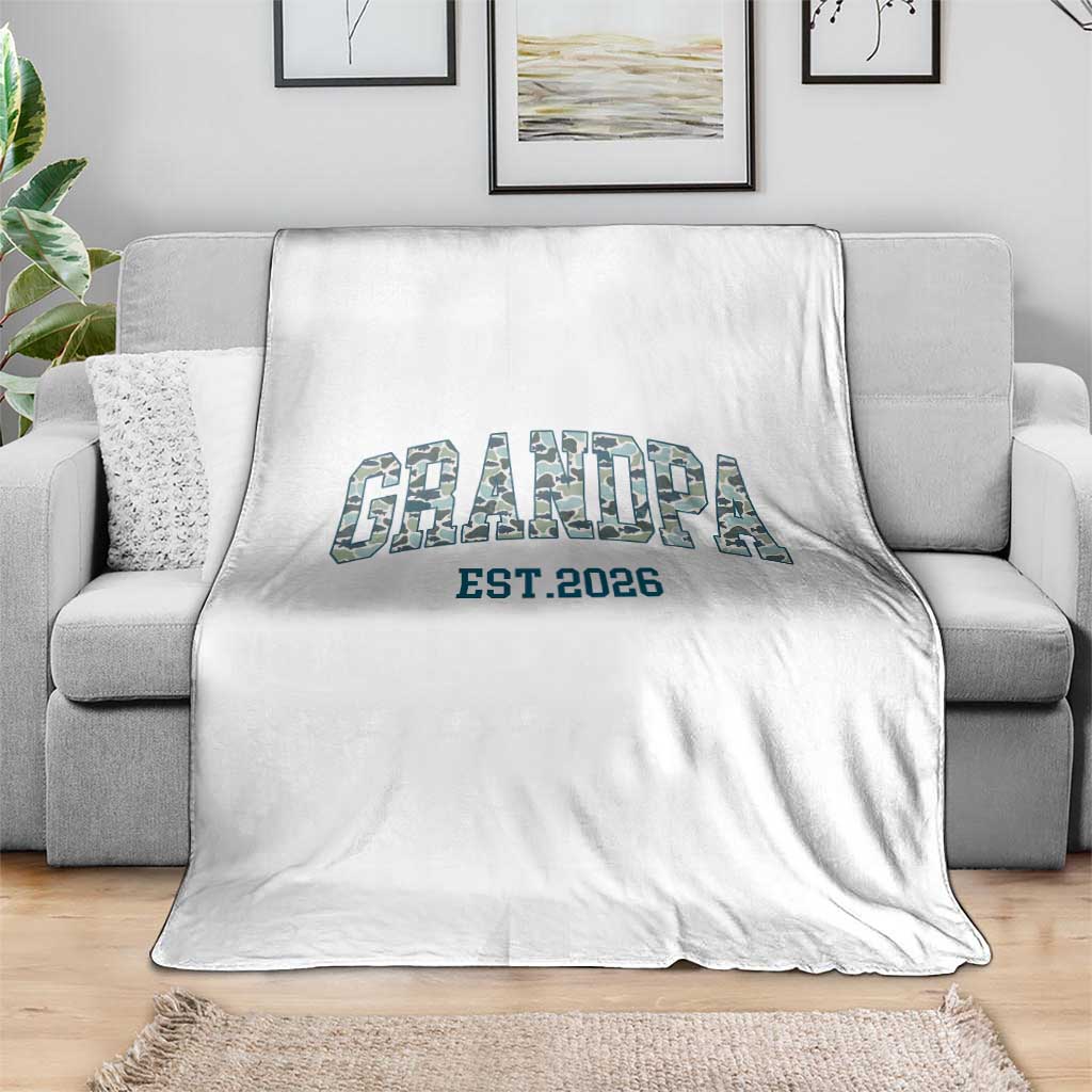 Promoted To Grandpa Est 2026 Throw Blanket Camo Fishing New Grandpa Gift