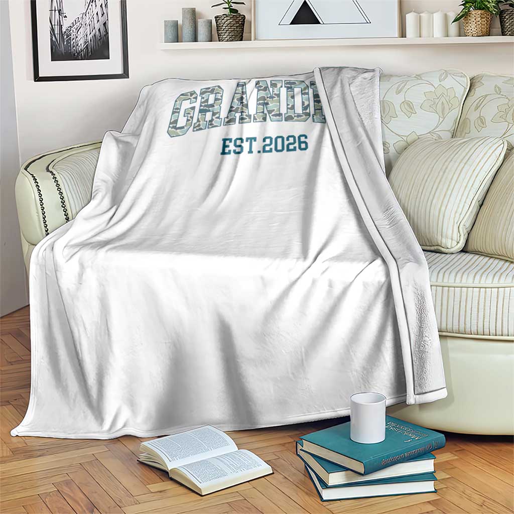 Promoted To Grandpa Est 2026 Throw Blanket Camo Fishing New Grandpa Gift