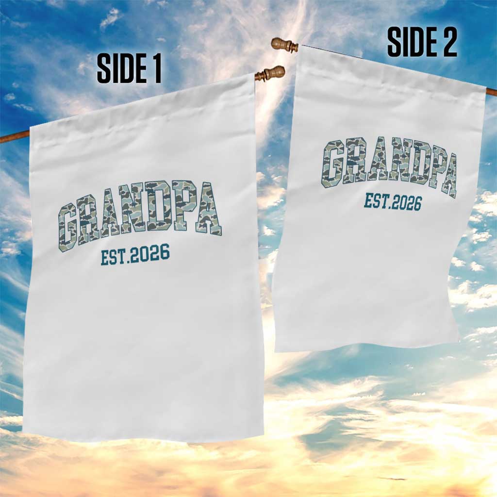 Promoted To Grandpa Est 2026 Garden Flag Camo Fishing New Grandpa Gift
