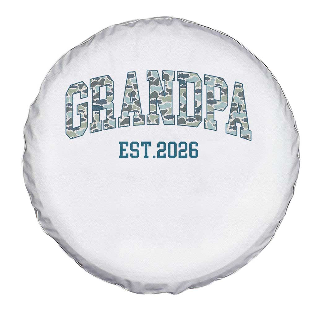 Promoted To Grandpa Est 2026 Spare Tire Cover Camo Fishing New Grandpa Gift