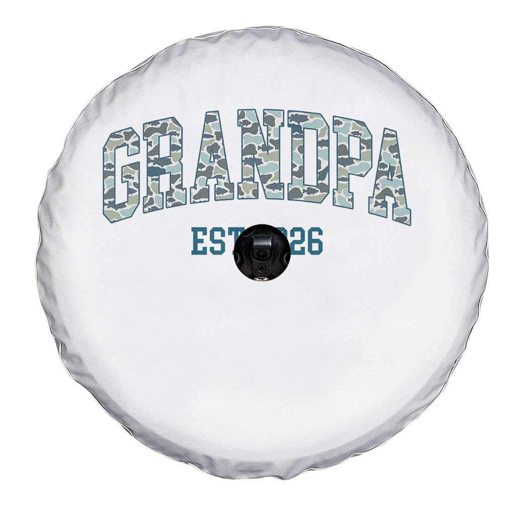 Promoted To Grandpa Est 2026 Spare Tire Cover Camo Fishing New Grandpa Gift