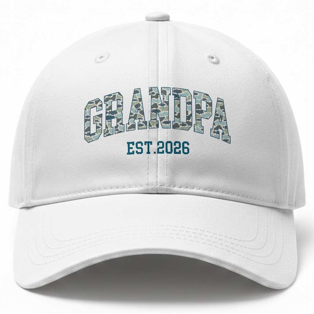 Promoted To Grandpa Est 2026 Baseball Cap Camo Fishing New Grandpa Gift