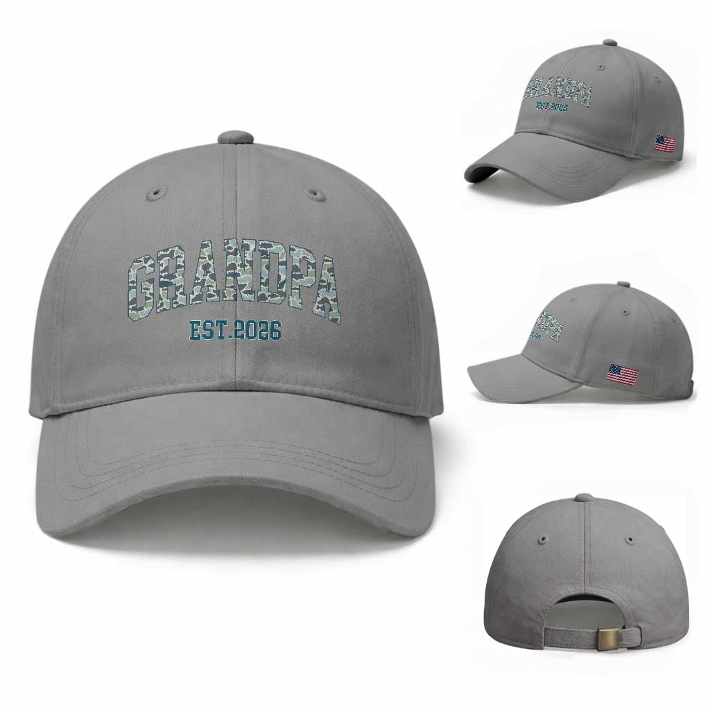 Promoted To Grandpa Est 2026 Baseball Cap Camo Fishing New Grandpa Gift