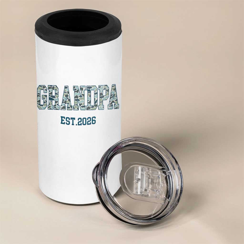 Promoted To Grandpa Est 2026 4 in 1 Can Cooler Tumbler Camo Fishing New Grandpa Gift