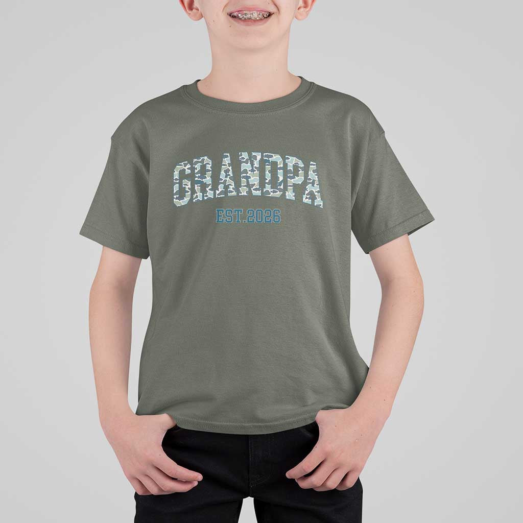 Promoted To Grandpa Est 2026 T Shirt For Kid Camo Fishing New Grandpa Gift