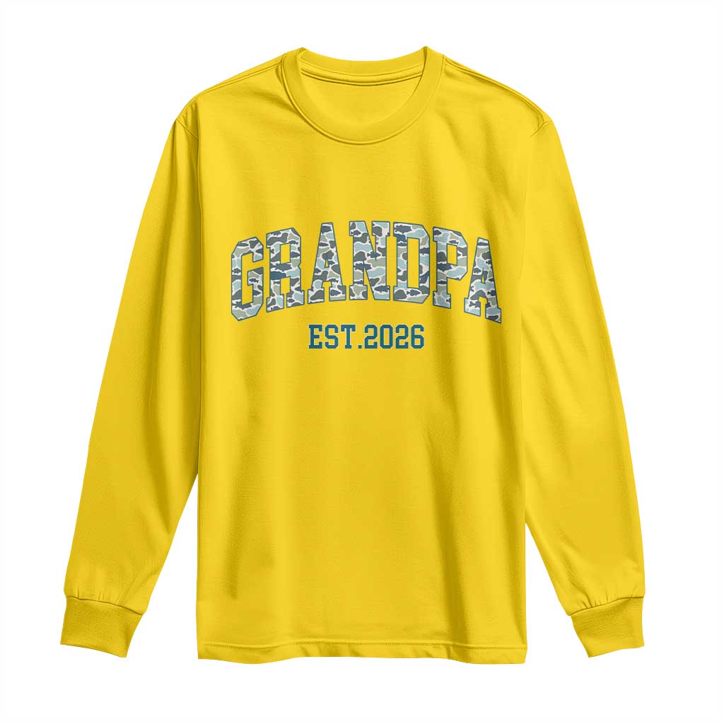 Promoted To Grandpa Est 2026 Long Sleeve Shirt Camo Fishing New Grandpa Gift