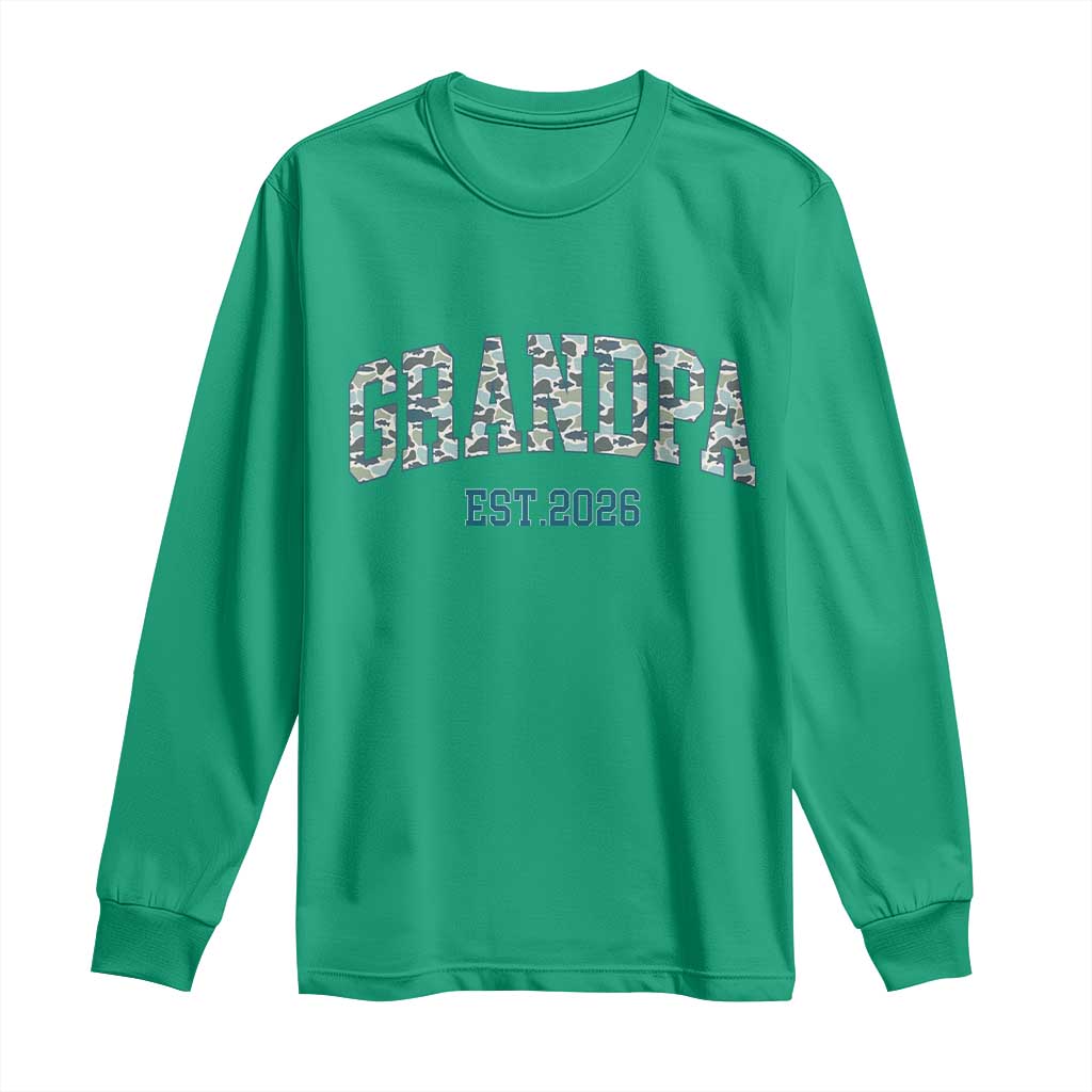 Promoted To Grandpa Est 2026 Long Sleeve Shirt Camo Fishing New Grandpa Gift