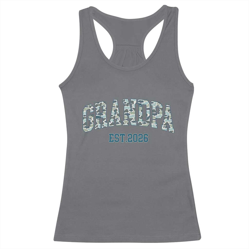 Promoted To Grandpa Est 2026 Racerback Tank Top Camo Fishing New Grandpa Gift