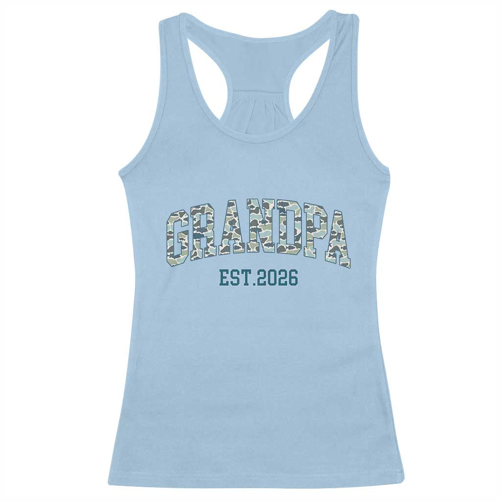 Promoted To Grandpa Est 2026 Racerback Tank Top Camo Fishing New Grandpa Gift