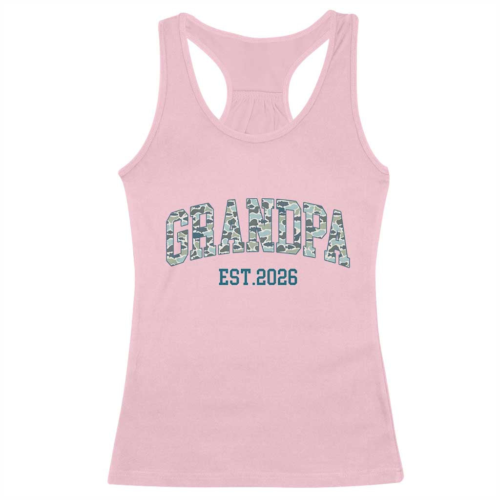 Promoted To Grandpa Est 2026 Racerback Tank Top Camo Fishing New Grandpa Gift