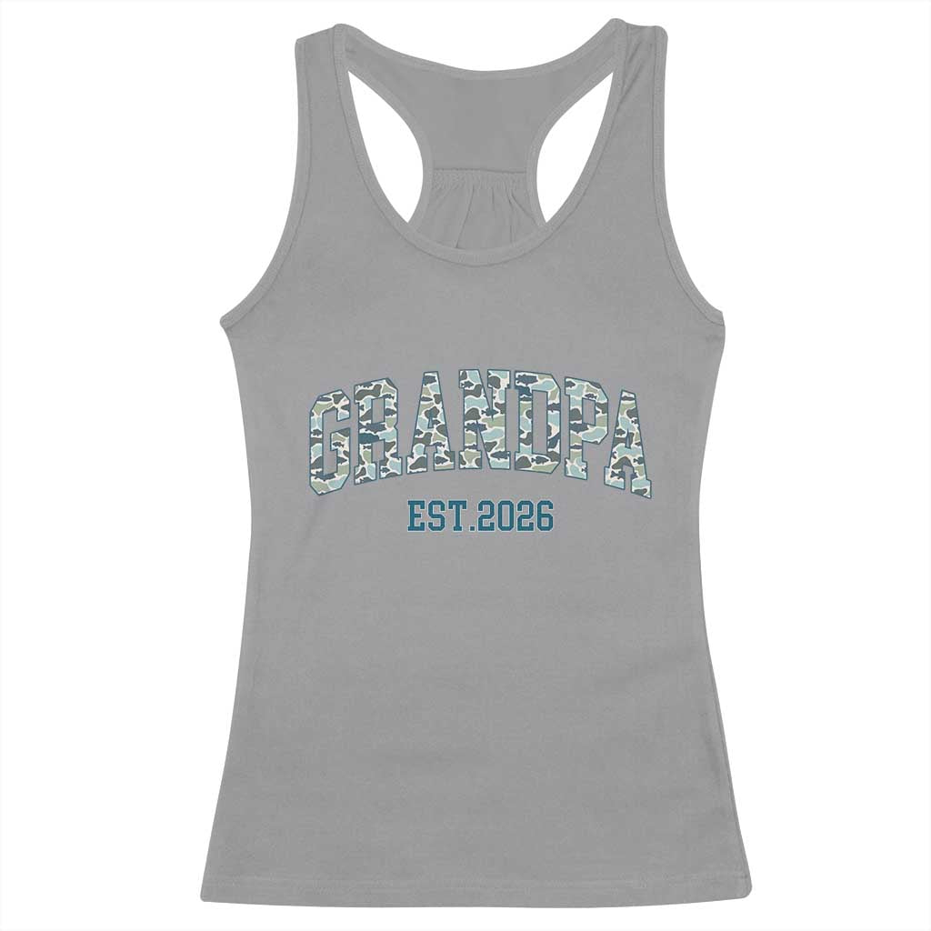 Promoted To Grandpa Est 2026 Racerback Tank Top Camo Fishing New Grandpa Gift